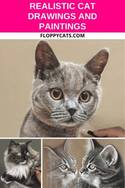 Collage of ultra-realistic cat drawings